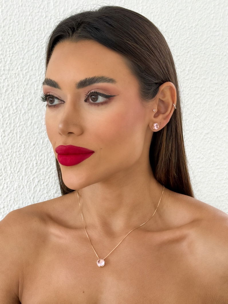 Conjunto Colar e Brinco Folheado a Ouro 18k e Prata Ponto de luz