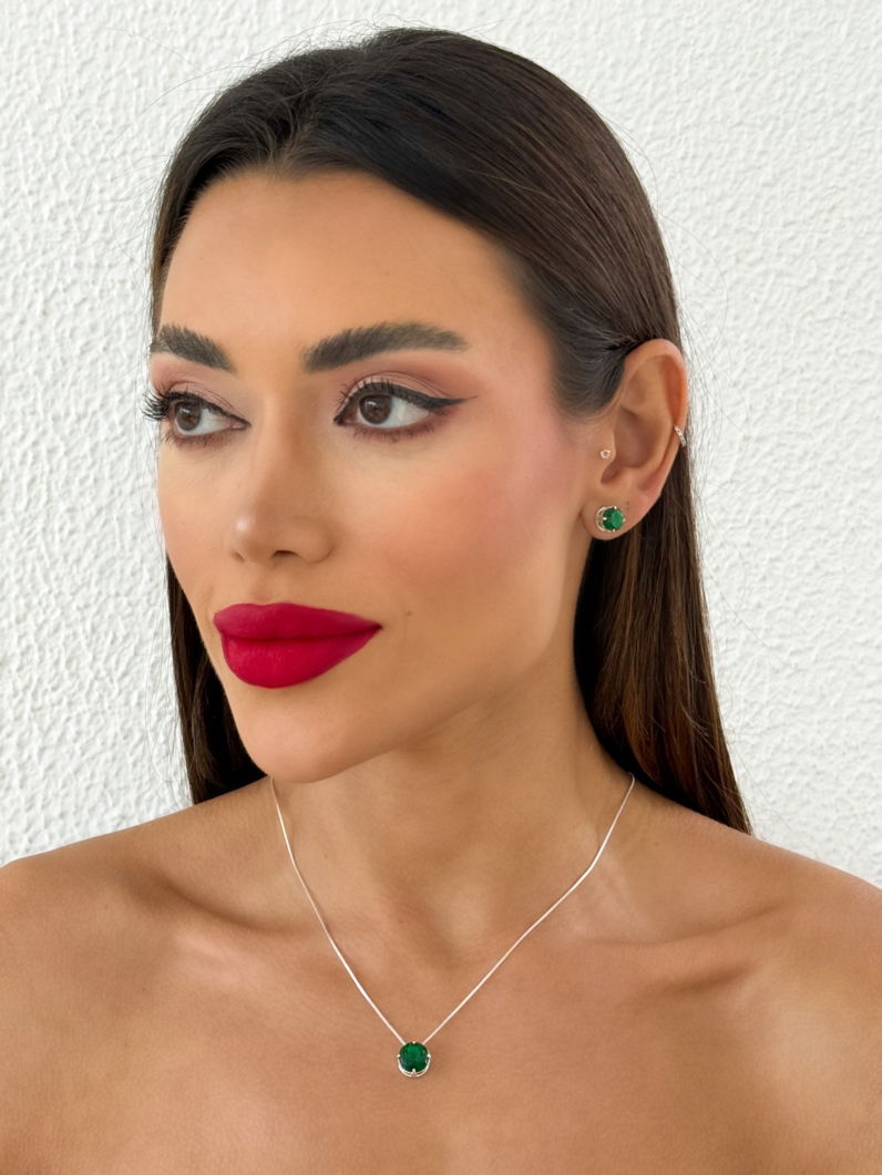 Conjunto Colar e Brinco Folheado a Ouro 18k e Prata Ponto de luz