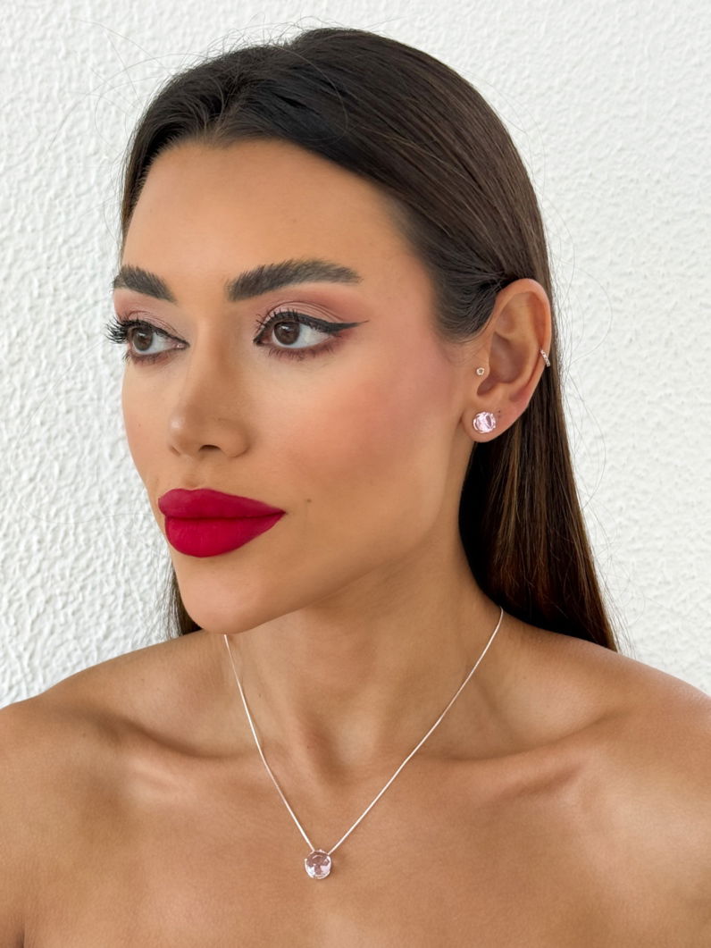Conjunto Colar e Brinco Folheado a Ouro 18k e Prata Ponto de luz