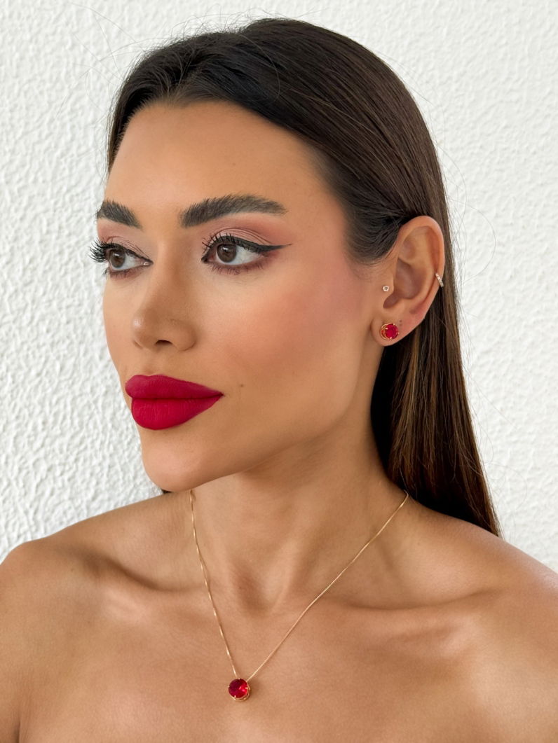 Conjunto Colar e Brinco Folheado a Ouro 18k e Prata Ponto de luz