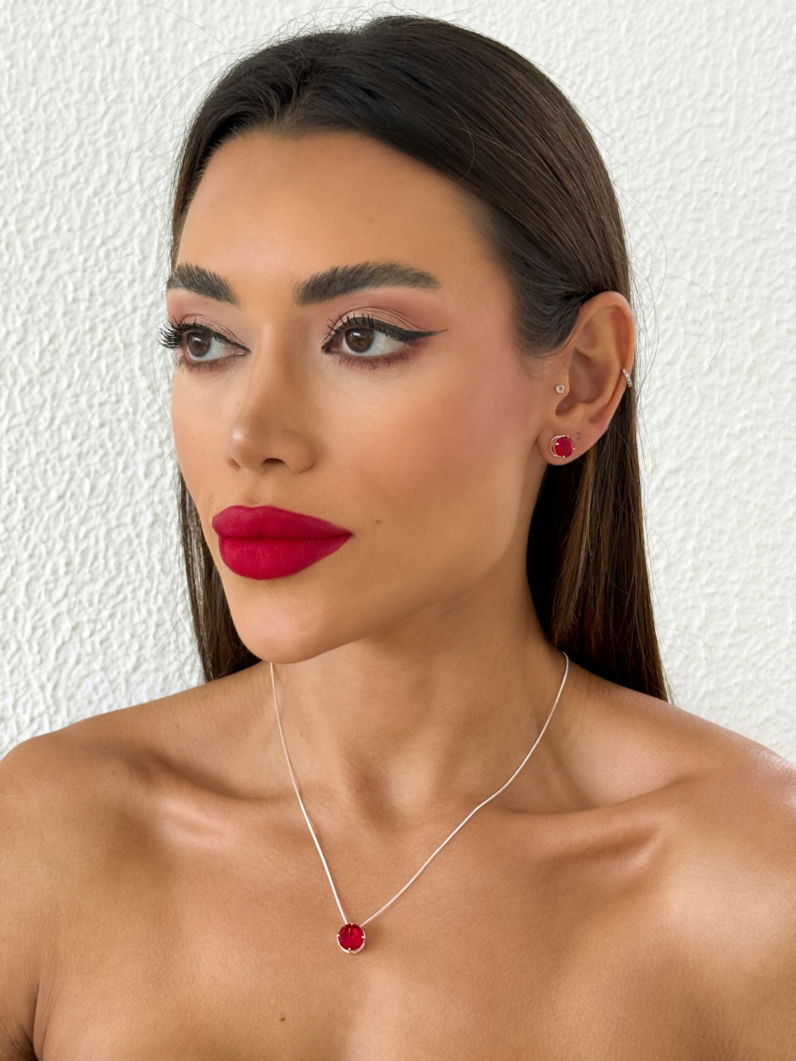 Conjunto Colar e Brinco Folheado a Ouro 18k e Prata Ponto de luz