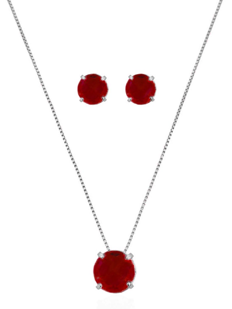 Conjunto Colar e Brinco Folheado a Ouro 18k e Prata Ponto de luz
