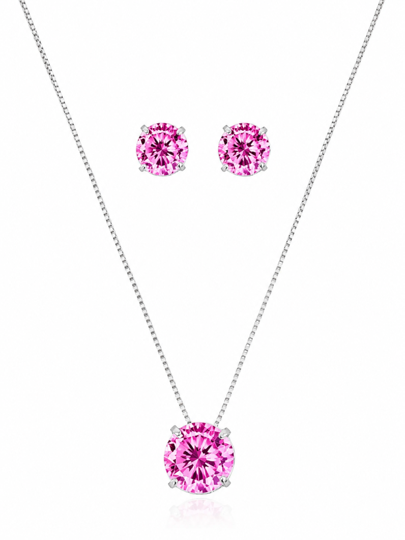 Conjunto Colar e Brinco Folheado a Ouro 18k e Prata Ponto de luz