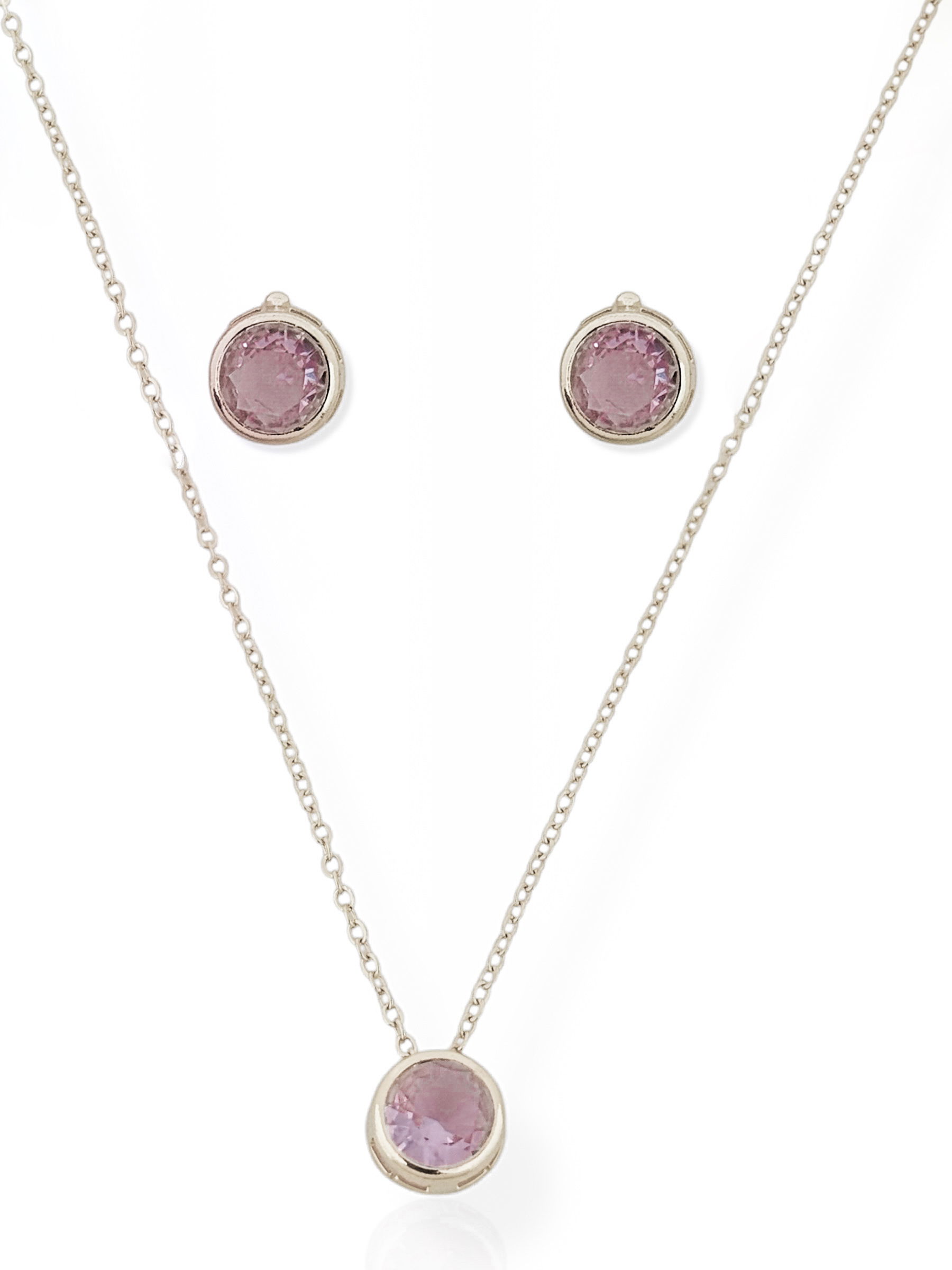 Conjunto Colar e Brinco Folheado a Ouro 18k e Prata Ponto de luz Encapsulada