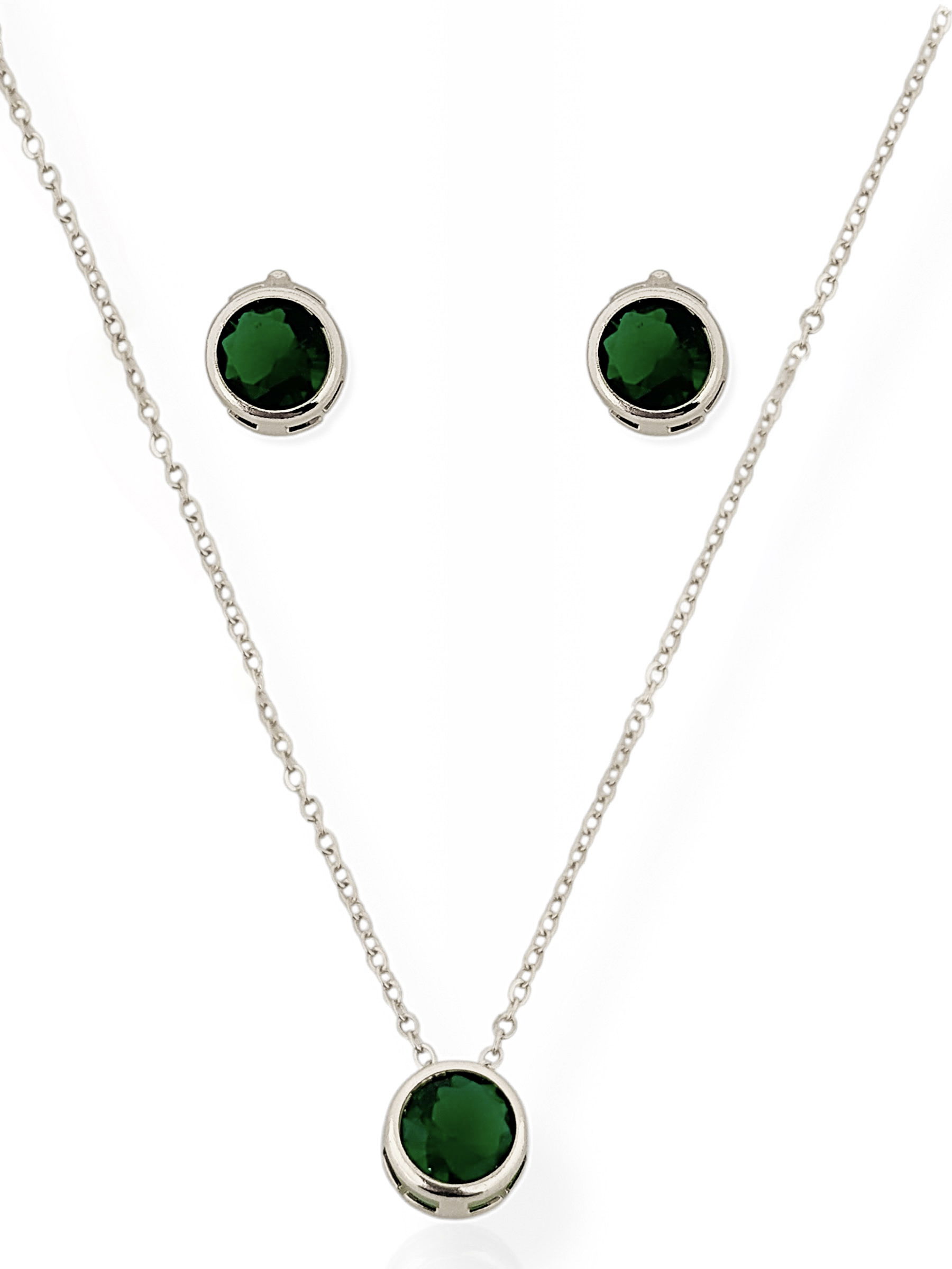 Conjunto Colar e Brinco Folheado a Ouro 18k e Prata Ponto de luz Encapsulada