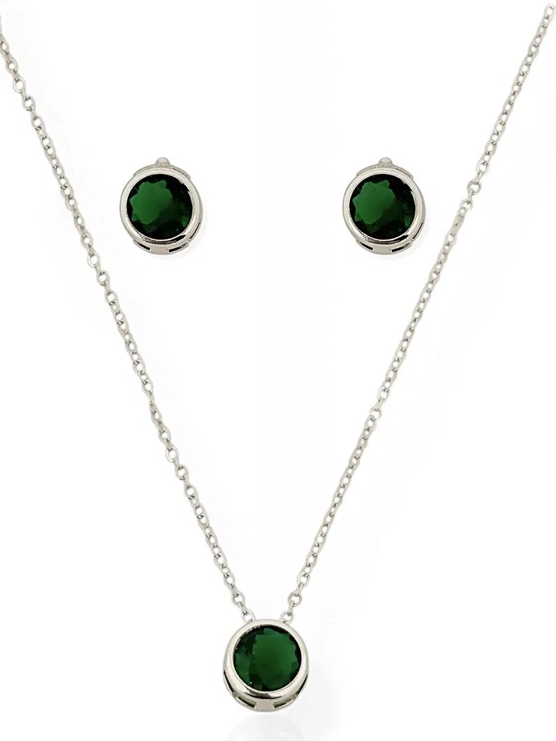 Conjunto Colar e Brinco Folheado a Ouro 18k e Prata Ponto de luz Encapsulada