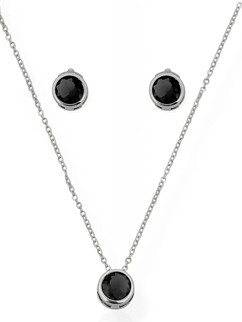 Conjunto Colar e Brinco Folheado a Ouro 18k e Prata Ponto de luz Encapsulada