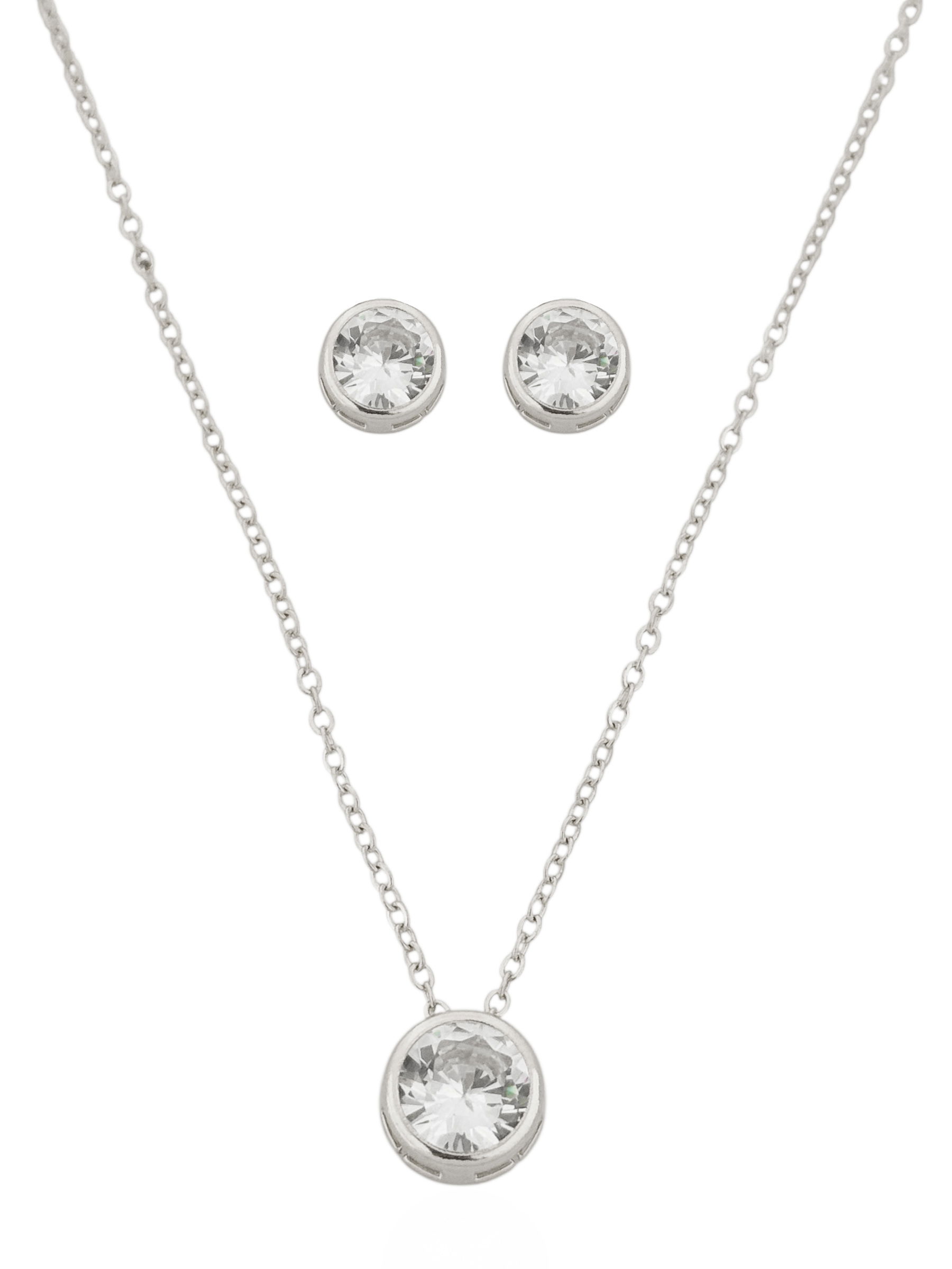 Conjunto Colar e Brinco Folheado a Ouro 18k e Prata Ponto de luz Encapsulada