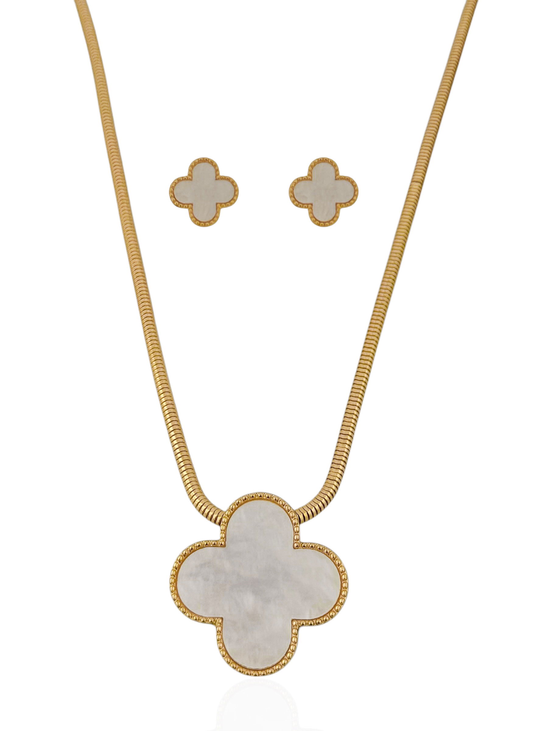 Conjunto Colar e Brinco Folheado a Ouro 18k e Prata Rabo de Tatu Inspiração Com Resinada