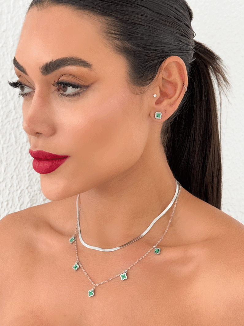 Conjunto Colar e Brinco Folheado a Ouro 18k Fita Laminada Inspiração, Aço inoxidável