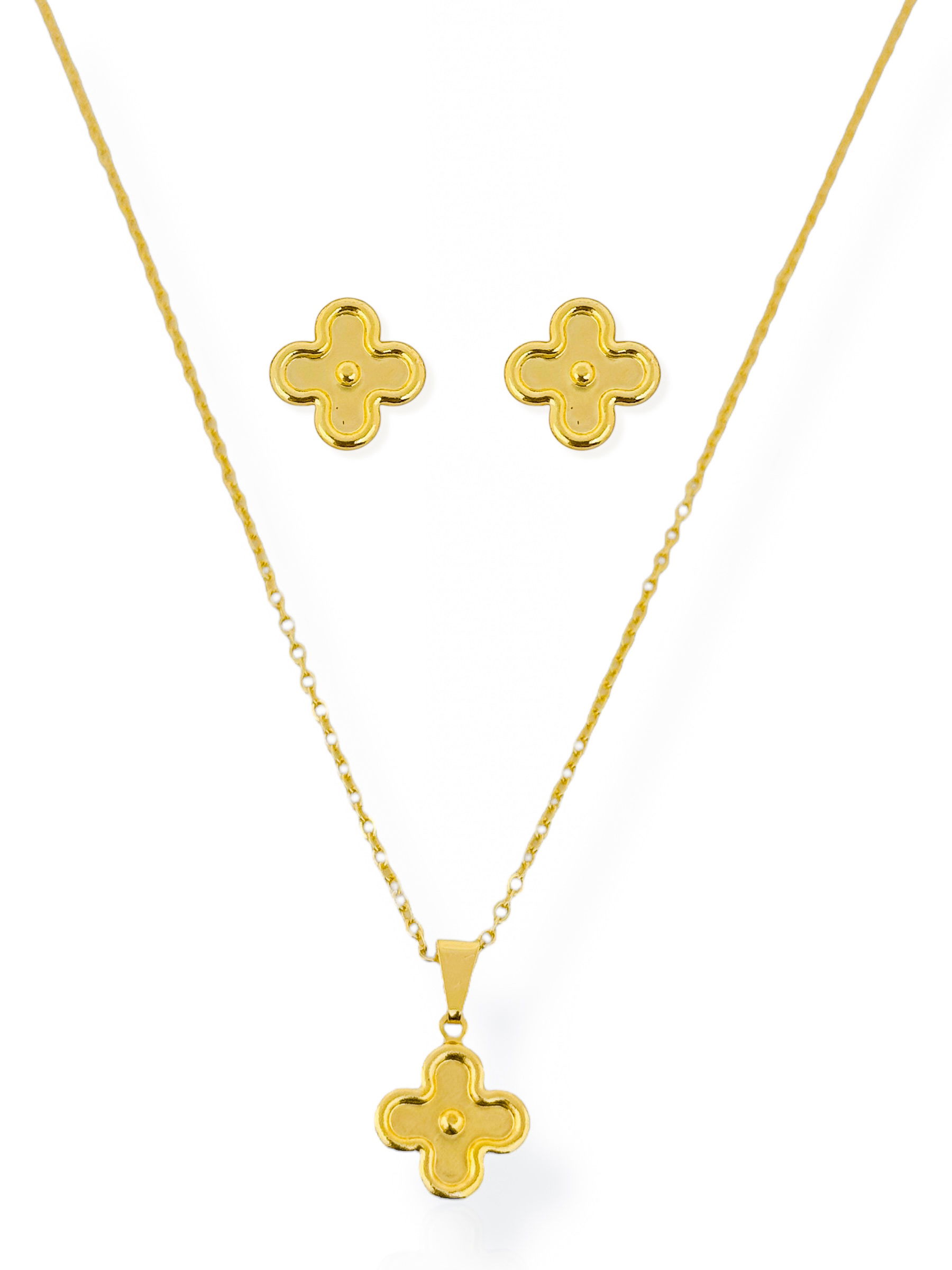 Conjunto Colar e Brinco Folheado a Ouro 18k Inspiração Vg.