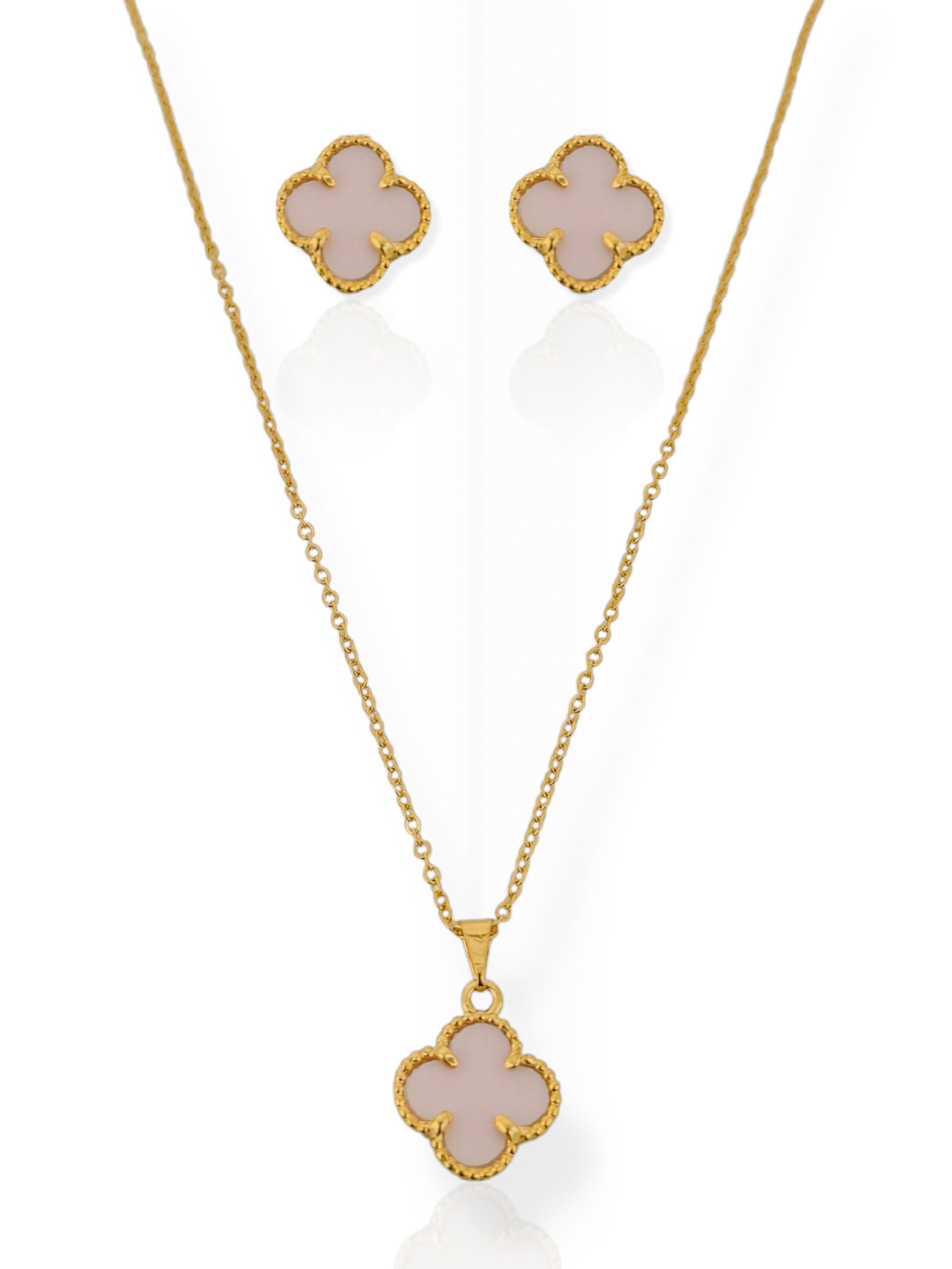 Conjunto Colar e Brinco Folheado a Ouro 18k Inspiração Vg Resina