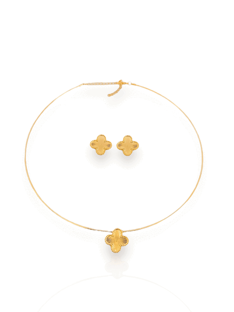 Conjunto Colar e Brinco Folheado a Ouro 18k Inspiração Virginia