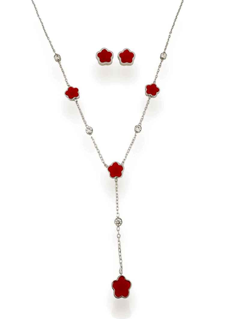 Conjunto Colar e Brinco Folheado a Ouro 18k Lariat Inspiração, Aço inoxidável