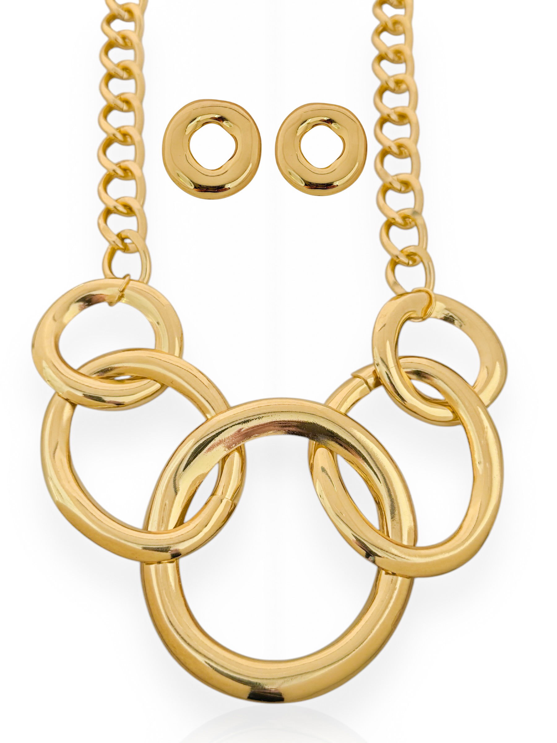 Conjunto Colar e Brinco Folheado a Ouro 18k Max Elos