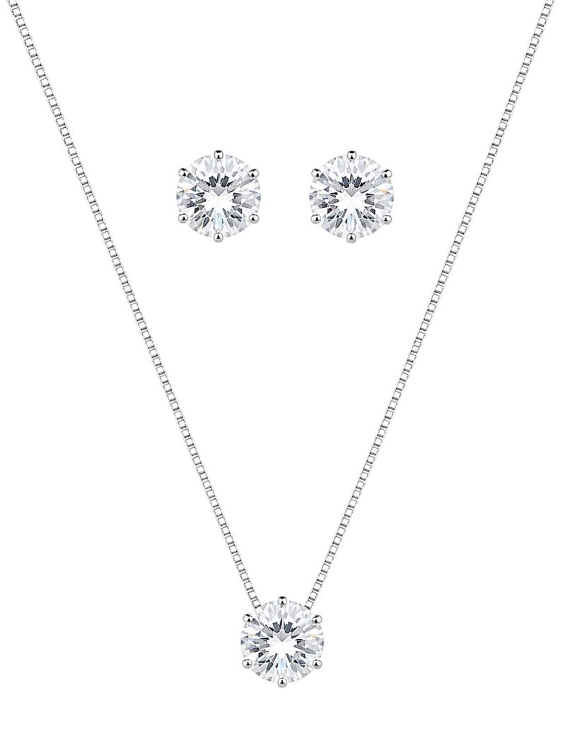 Conjunto Colar e Brinco Folheado a Prata 925 Ponto de Luz