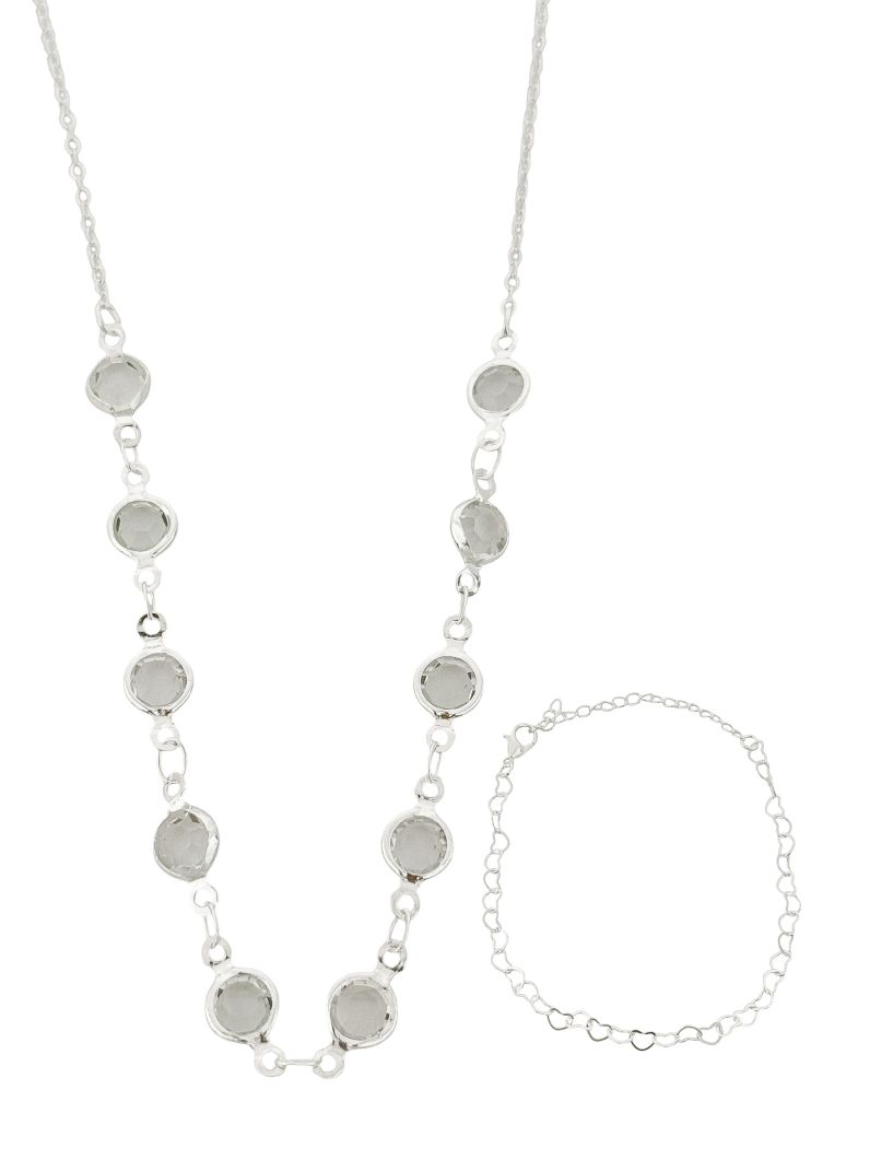 Conjunto Colar e Pulseira Folheado a Prata 925 Pontos de Luz
