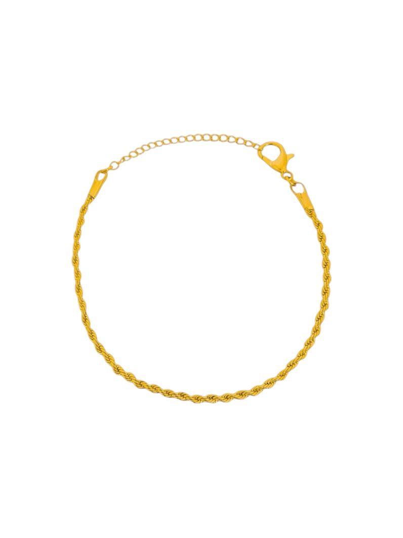 Conjunto Duas Pulseiras Folheado a Ouro 18k Cordão Baiano e Coração