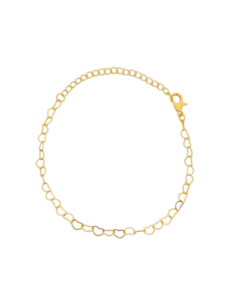Conjunto Duas Pulseiras Folheado a Ouro 18k Cordão Baiano e Coração