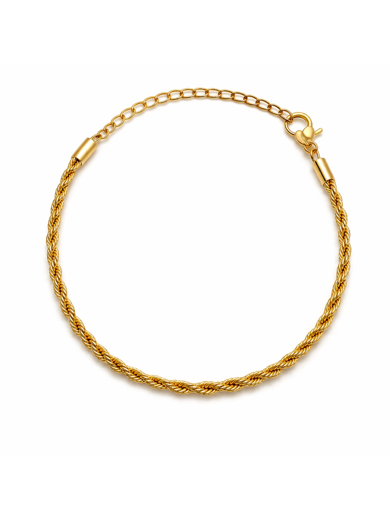 Conjunto Duas Pulseiras Folheado a Ouro 18k Cordão Baiano e Esferas