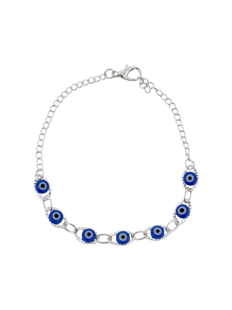 Conjunto Duas Pulseiras Folheado a Prata 925 Olho Grego