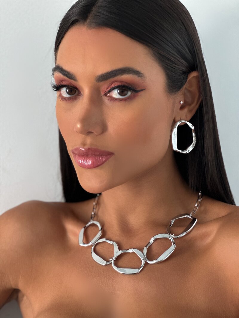 Conjunto Folheado a Ouro 18K Colar e Brinco Elos Vazados