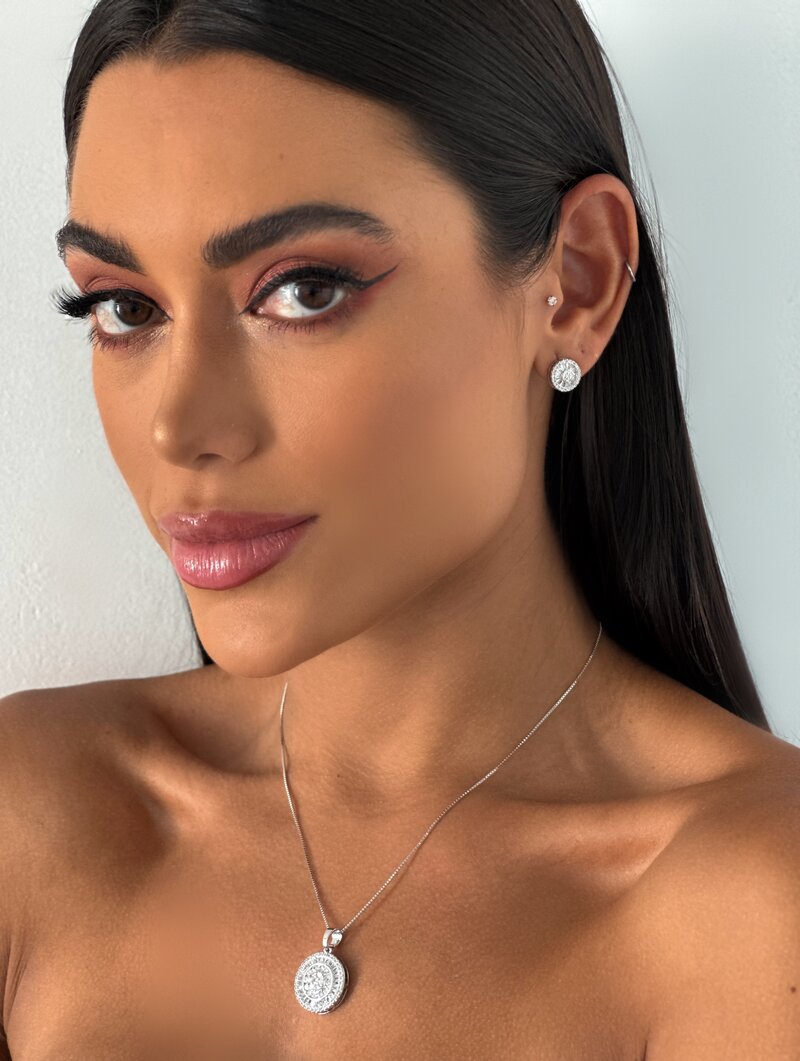 Conjunto Folheado a Ouro 18K e a Prata Minimalista com Cravejado com Zirconias