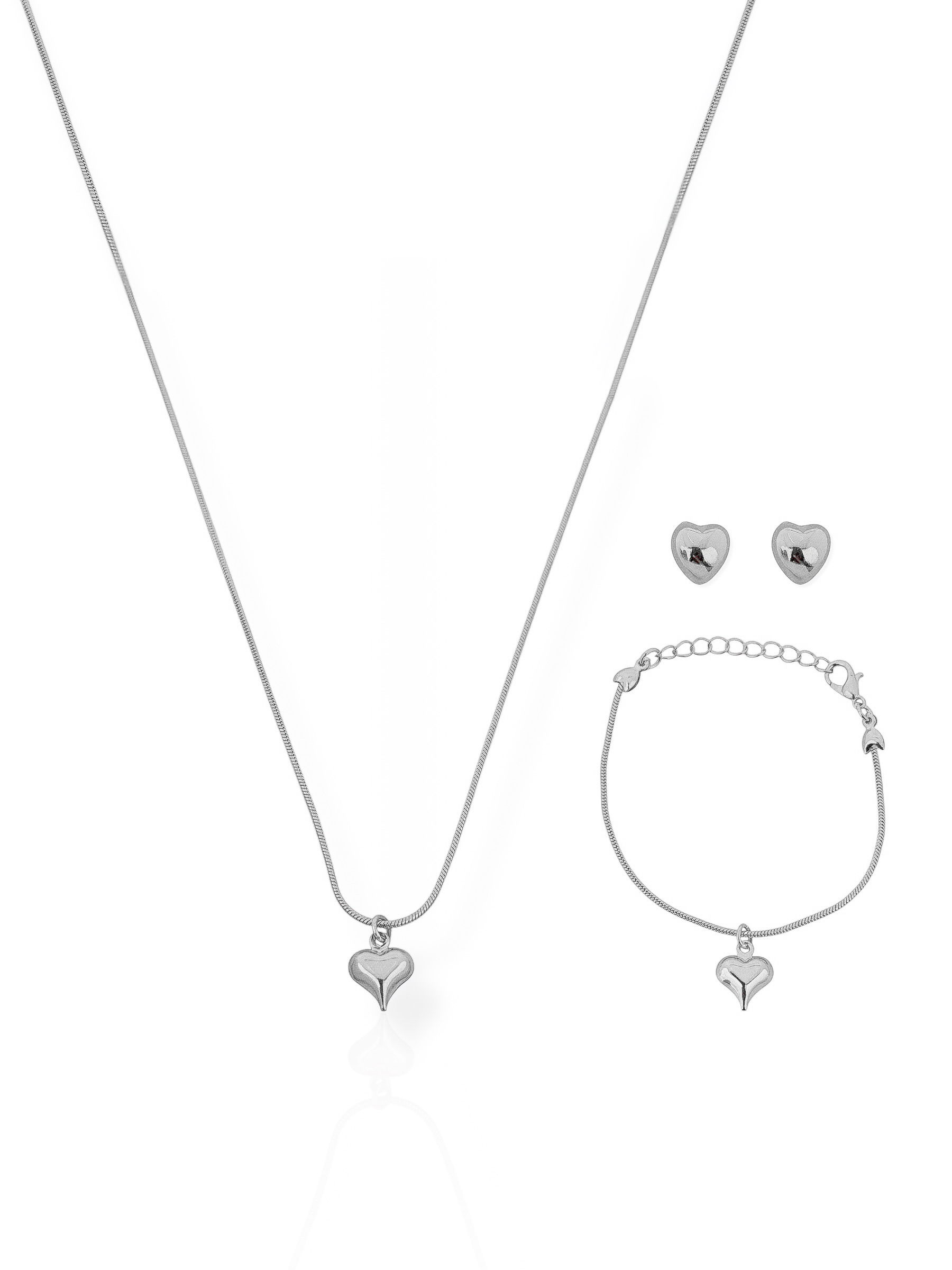 Conjunto Infantil Colar, Brinco e Pulseira Folheado a Ouro 18k e Prata Corações