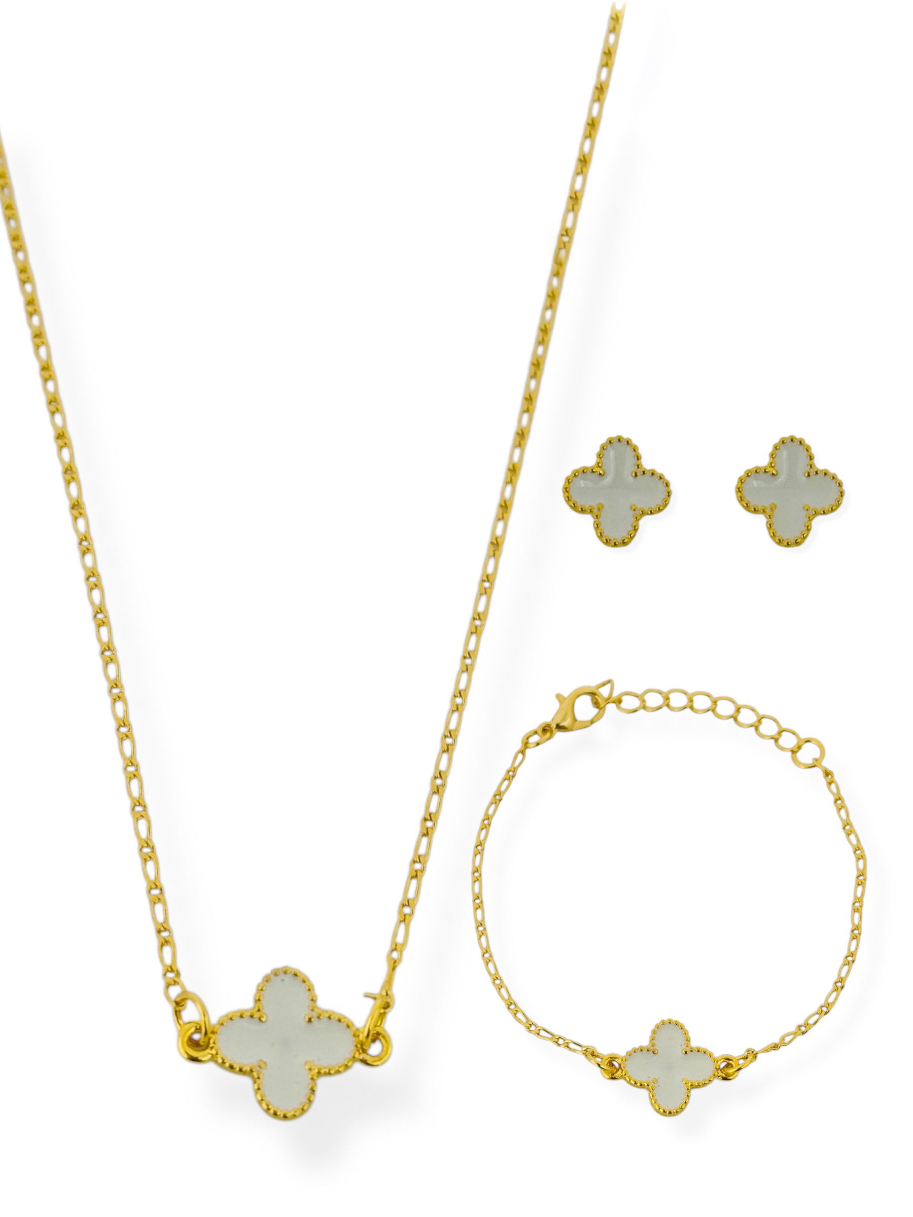 Conjunto Infantil Colar, Brinco e Pulseira Inspiração Resinada