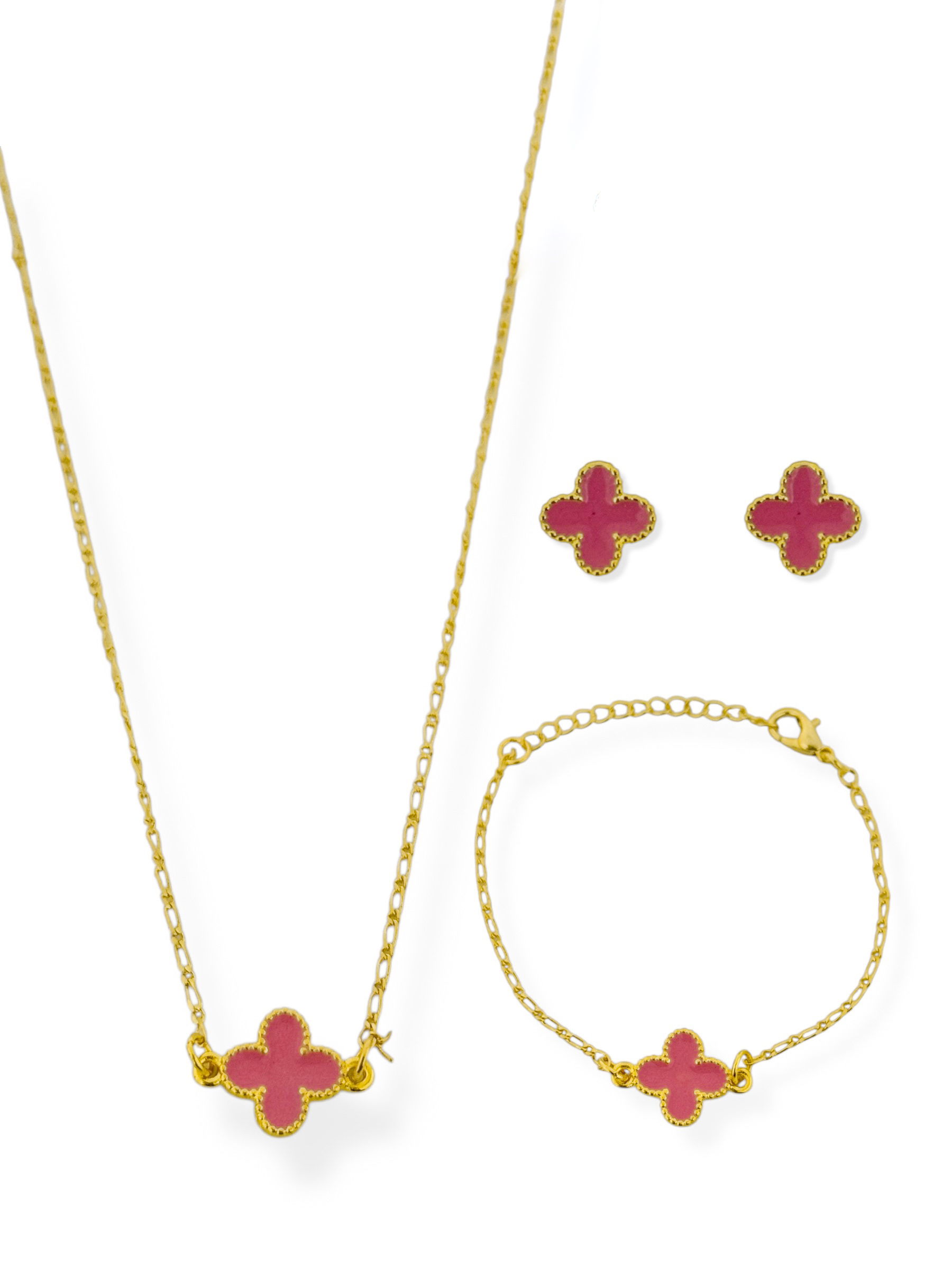 Conjunto Infantil Colar, Brinco e Pulseira Inspiração Resinada