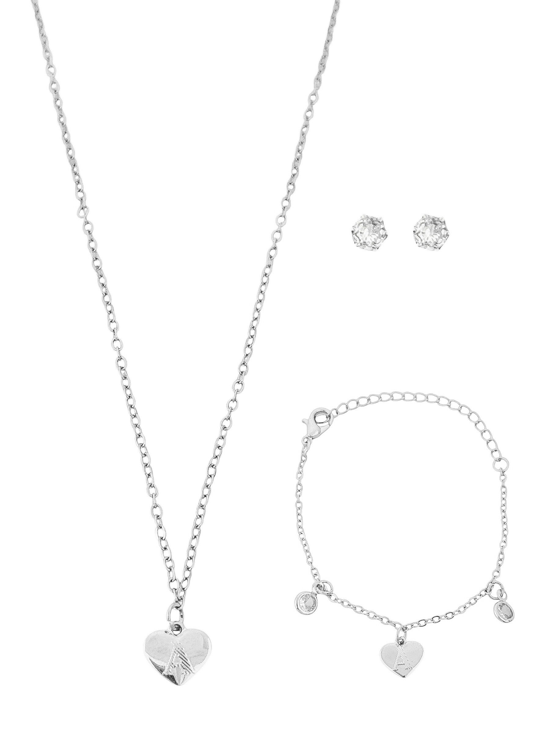 Conjunto Infantil Colar, Pulseira e Brinco Folheado a Ouro 18k e Prata Design Iniciais