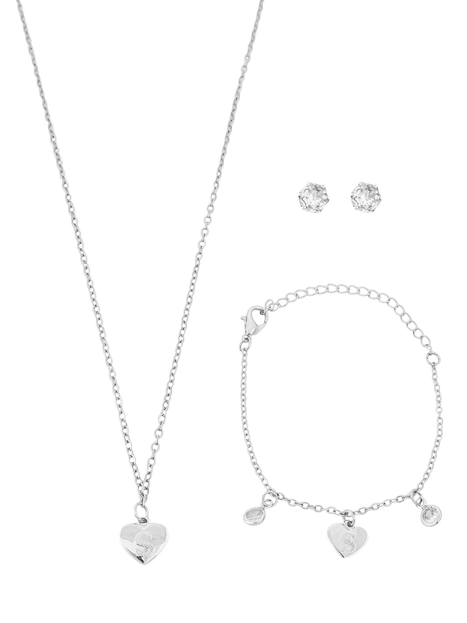 Conjunto Infantil Colar, Pulseira e Brinco Folheado a Ouro 18k e Prata Design Iniciais