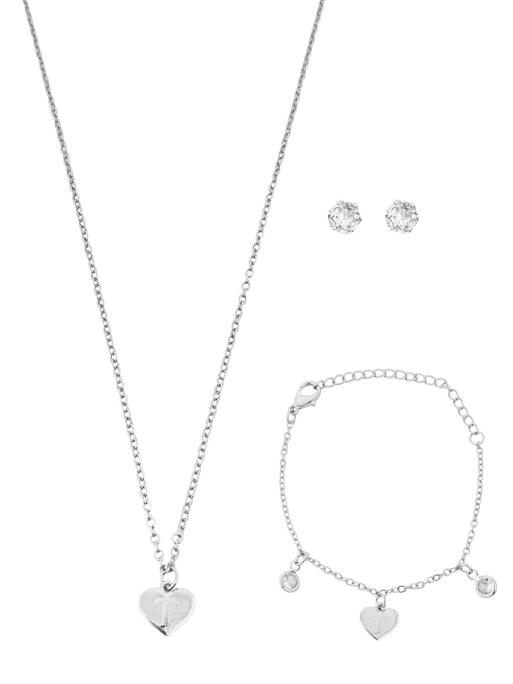 Conjunto Infantil Colar, Pulseira e Brinco Folheado a Ouro 18k e Prata Design Iniciais