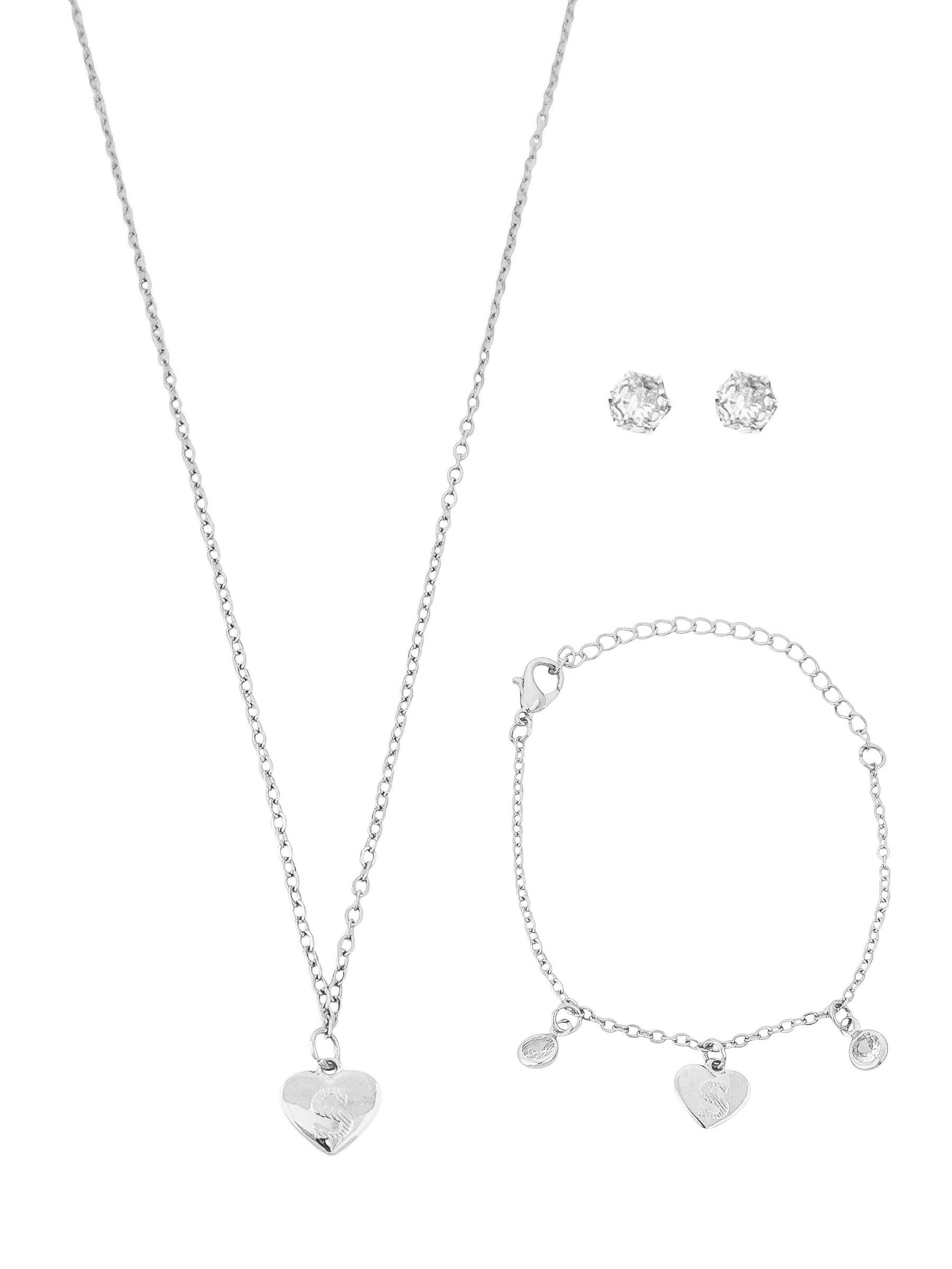 Conjunto Infantil Colar, Pulseira e Brinco Folheado a Ouro 18k e Prata Design Iniciais