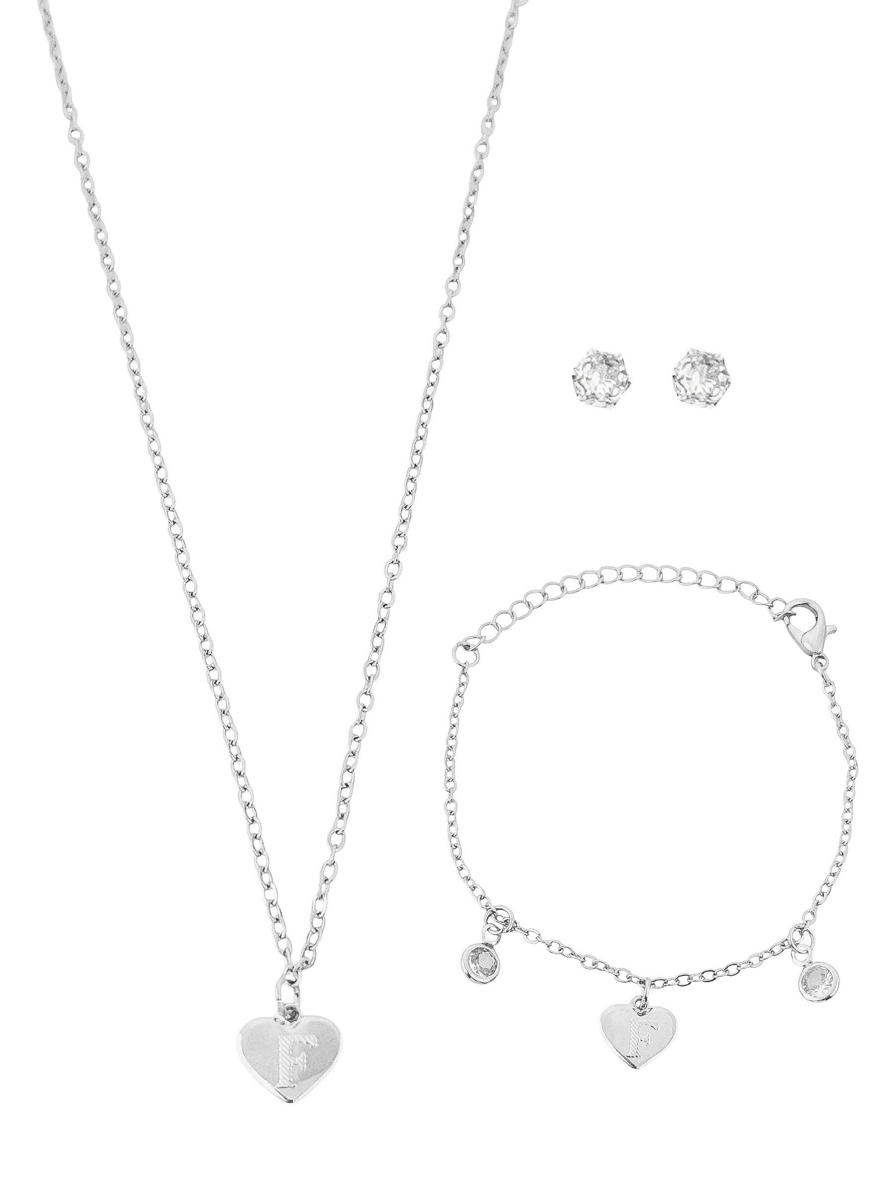 Conjunto Infantil Colar, Pulseira e Brinco Folheado a Ouro 18k e Prata Design Iniciais