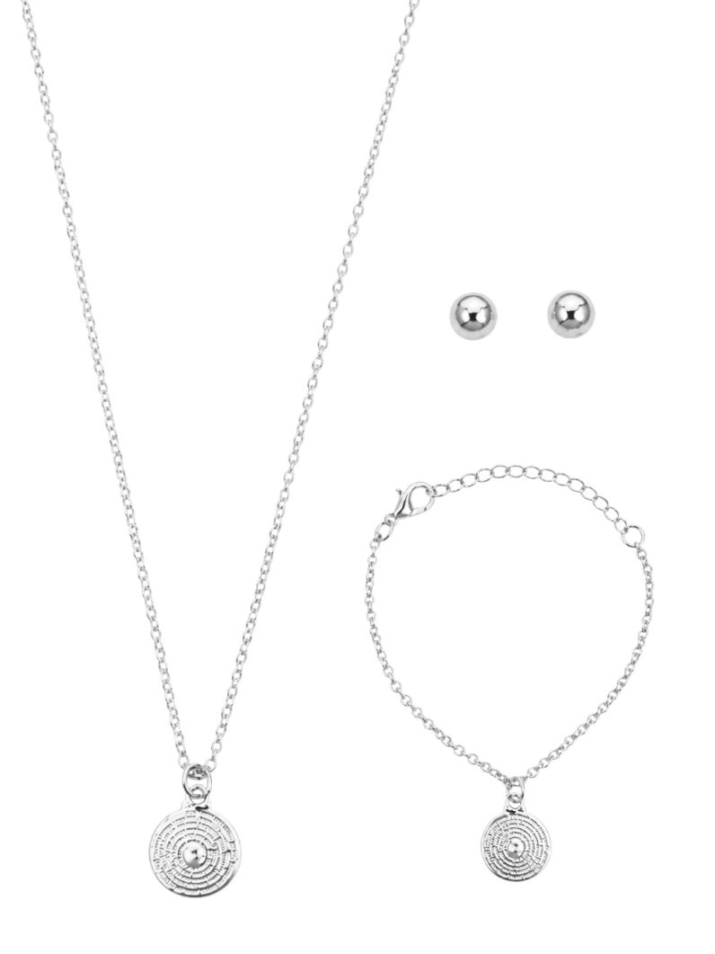 Conjunto Infantil Colar, Pulseira e Brinco Folheado a Ouro 18k e Prata Medalhão Com Pai Nosso