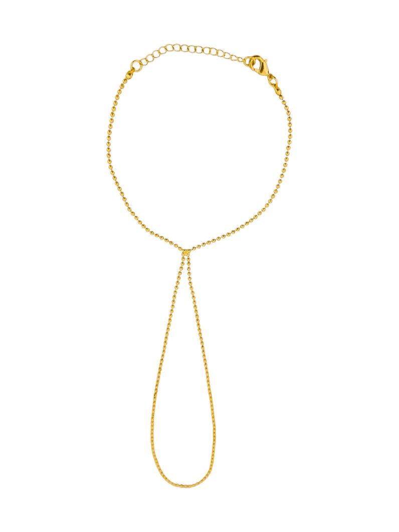 Hand Chain Folheada a Ouro 18k e Prata Com Mini Esferas