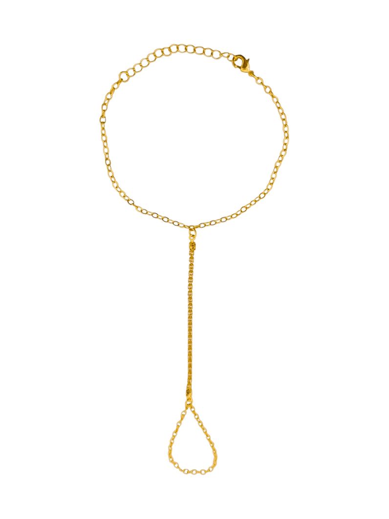 Hand Chain Folheada a Ouro 18k e Prata Cordão Cravejado