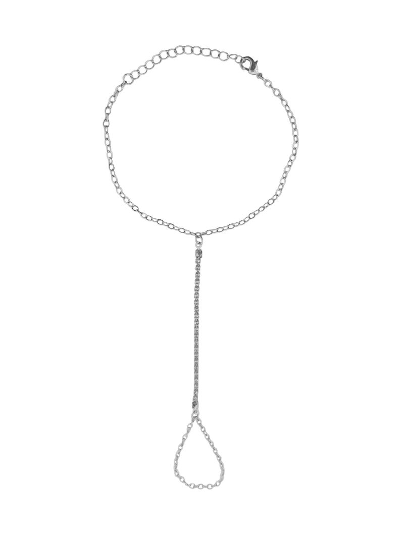 Hand Chain Folheada a Ouro 18k e Prata Cordão Cravejado