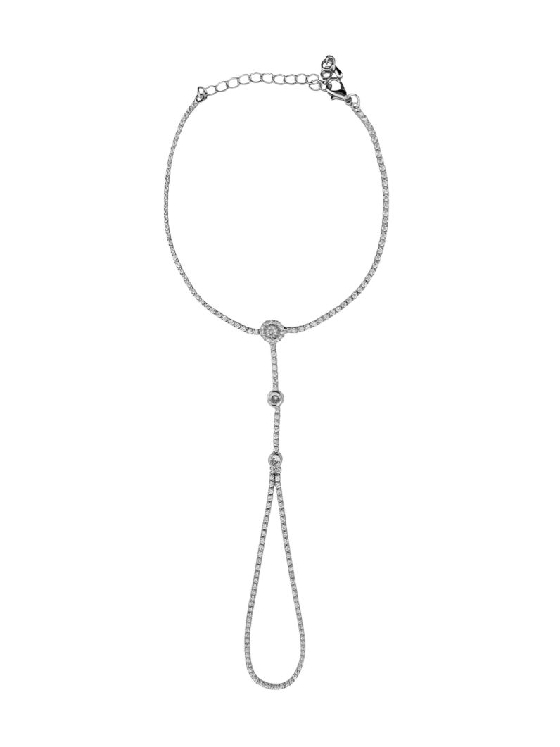 Hand Chain Folheada a Ouro 18k e Prata Design Cravejado