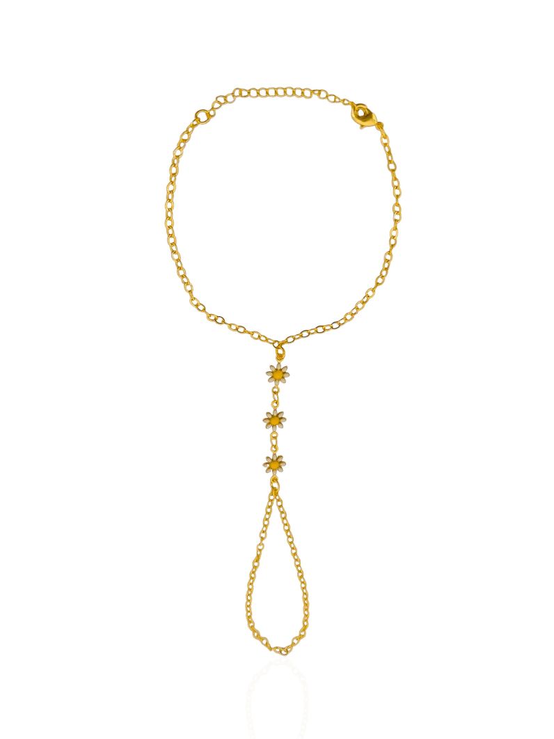 Hand Chain Folheada a Ouro 18k Design Margarida