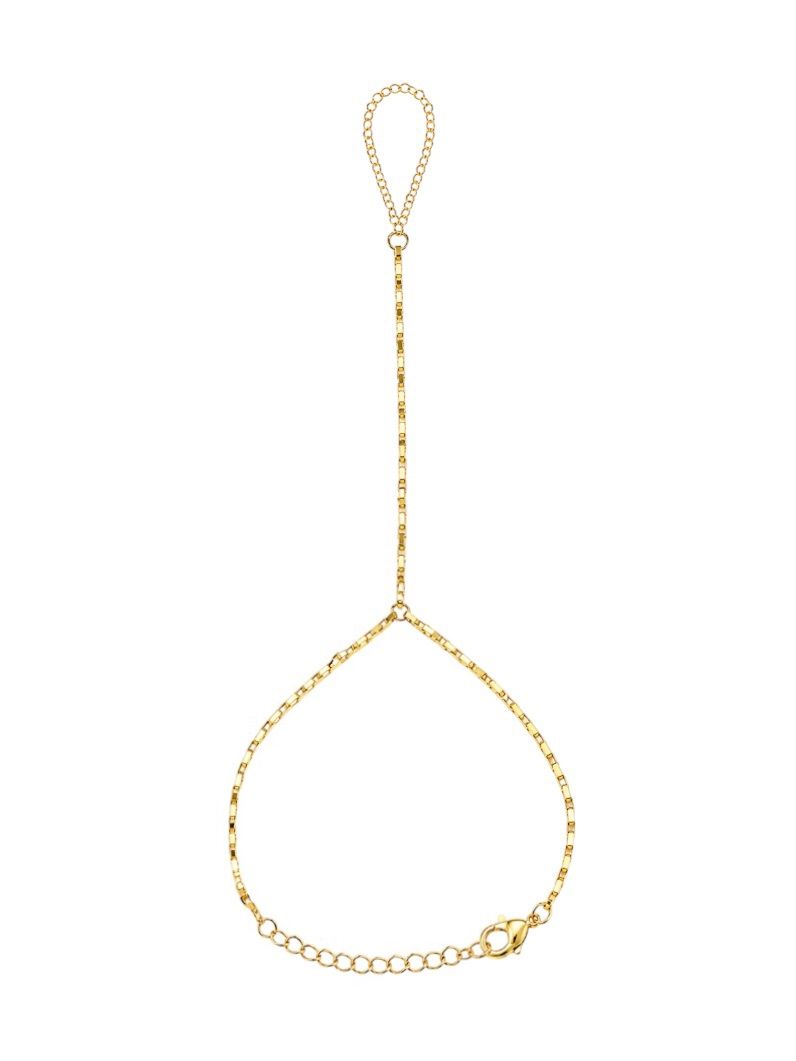 Hand Chain Folheada a Ouro 18k e Prata Elos Quadrados