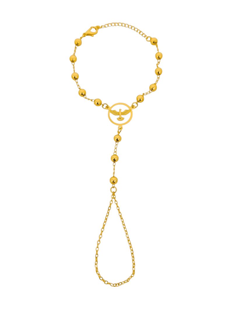 Hand Chain Folheada a Prata 925 Espirito Santo e Esferas