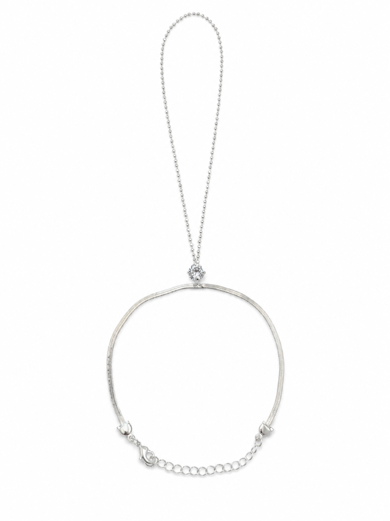Hand Chain Folheada a Ouro 18k e Prata Fita Laminda e Ponto de Luz