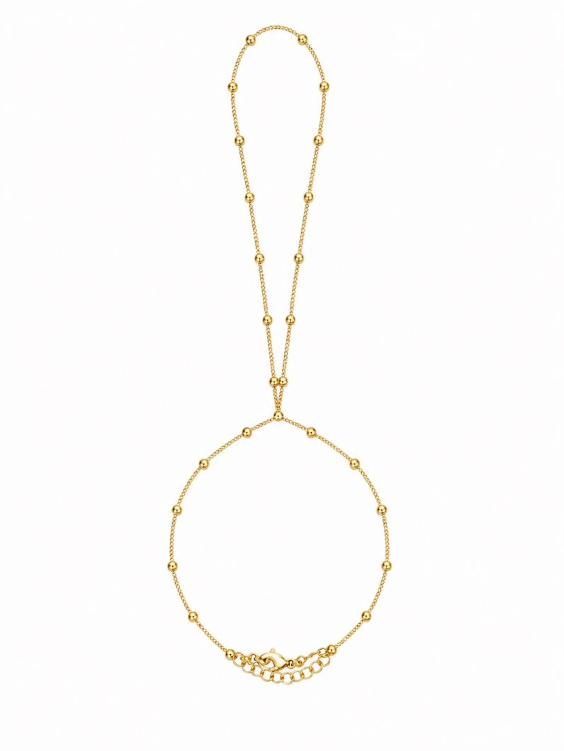 Hand Chain Folheada a Ouro 18k e Prata Mini Esferas