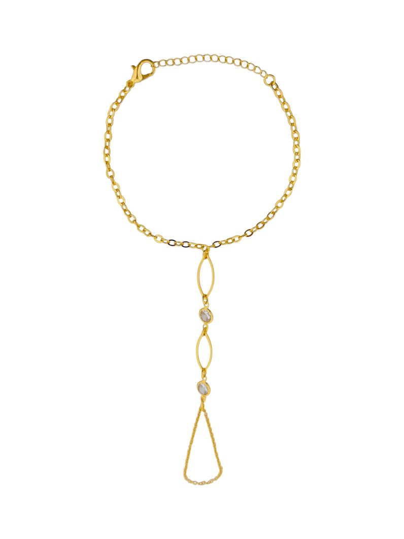 Hand Chain Folheada a Ouro 18k Elos Com Ponto de Luz