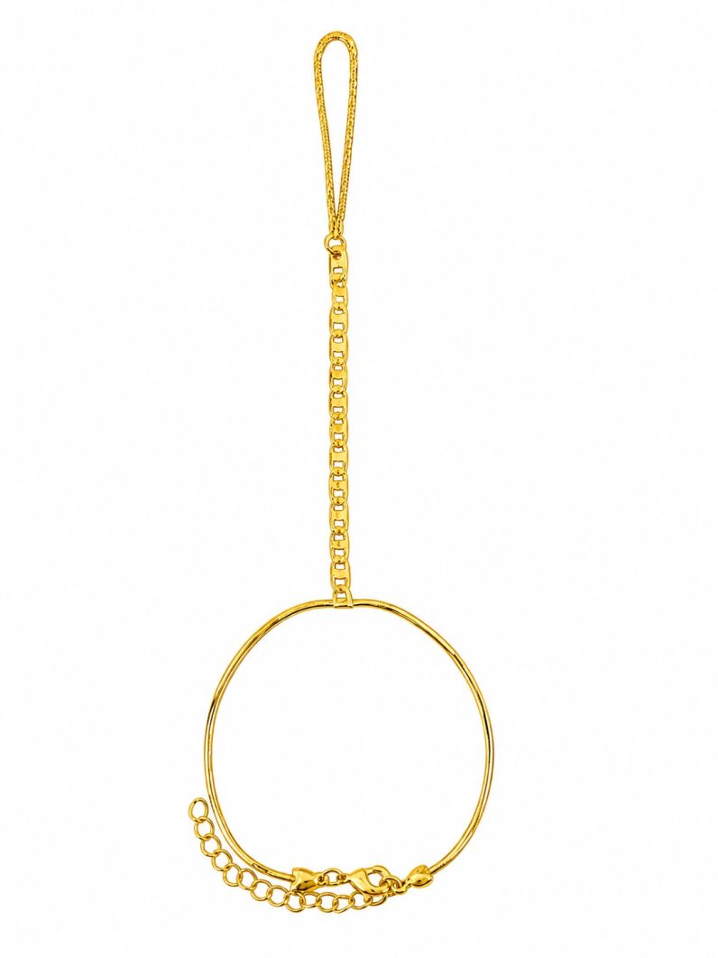 Hand Chain Folheada a Ouro 18k Elos Ovais Detalhados