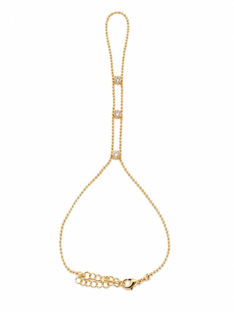 Hand Chain Folheada a Ouro 18k Esferas e Pontos de Luz