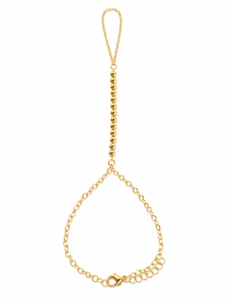 Hand Chain Folheada a Ouro 18k Esferas Lisas