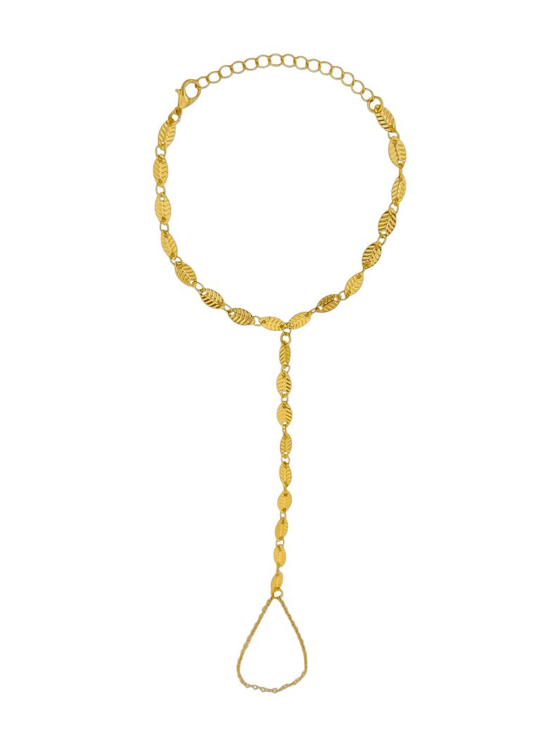 Hand Chain Folheada a Ouro 18k Folhas